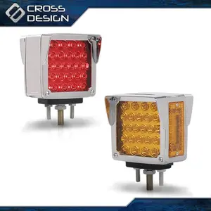 CROSSDESIGN Fender Turn Signal Marker Light 2Pcs Square 52 LED Dual Face Stud Mount Pedestal