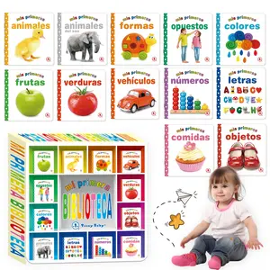 Teenybaby Spanish Encyclopedia Learning Books Set, 12 Different Types Vocabulary and Object Cognitive Learning, Gift Box Pack, Preschool Learning Book