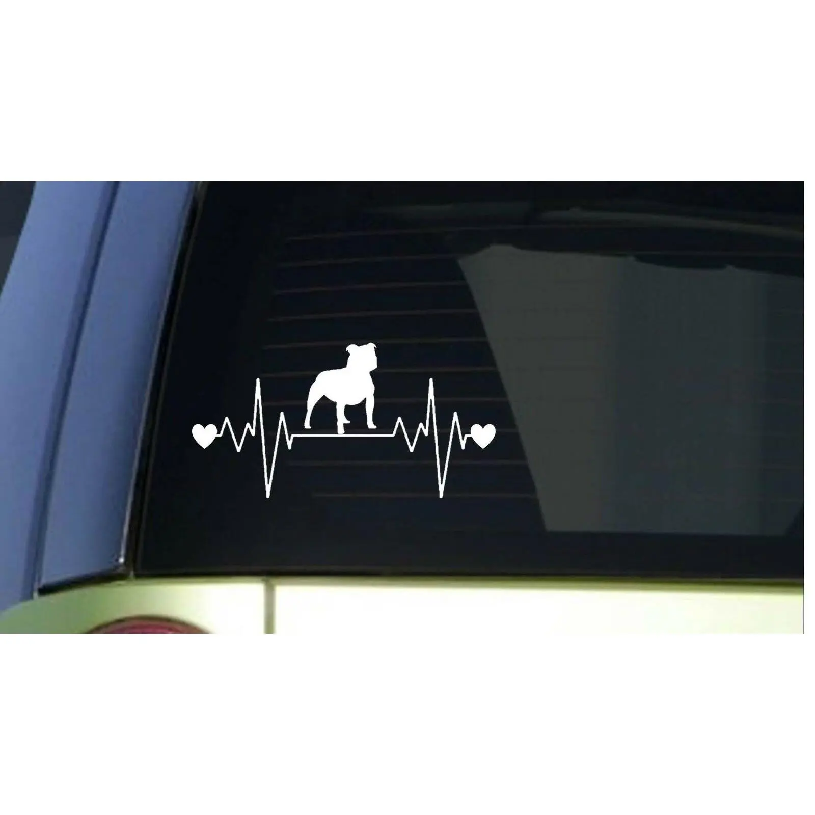 Staffy Bull heartbeat lifeline *I254* 8" wide Sticker decal pit bull bully dog