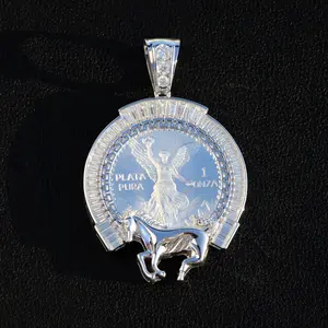 Moissanite Horseshoe Baguette Bezel Centenario Pendant - 925 Silver