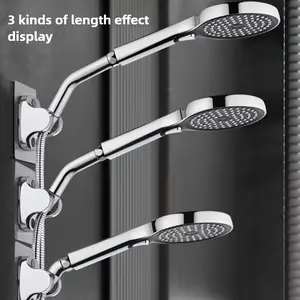 Stainless Steel Shower Angle Adjuster Handheld Shower Head Modification Tool with 3 Length Effects Display Shower Head Bracket Elbow Accessory