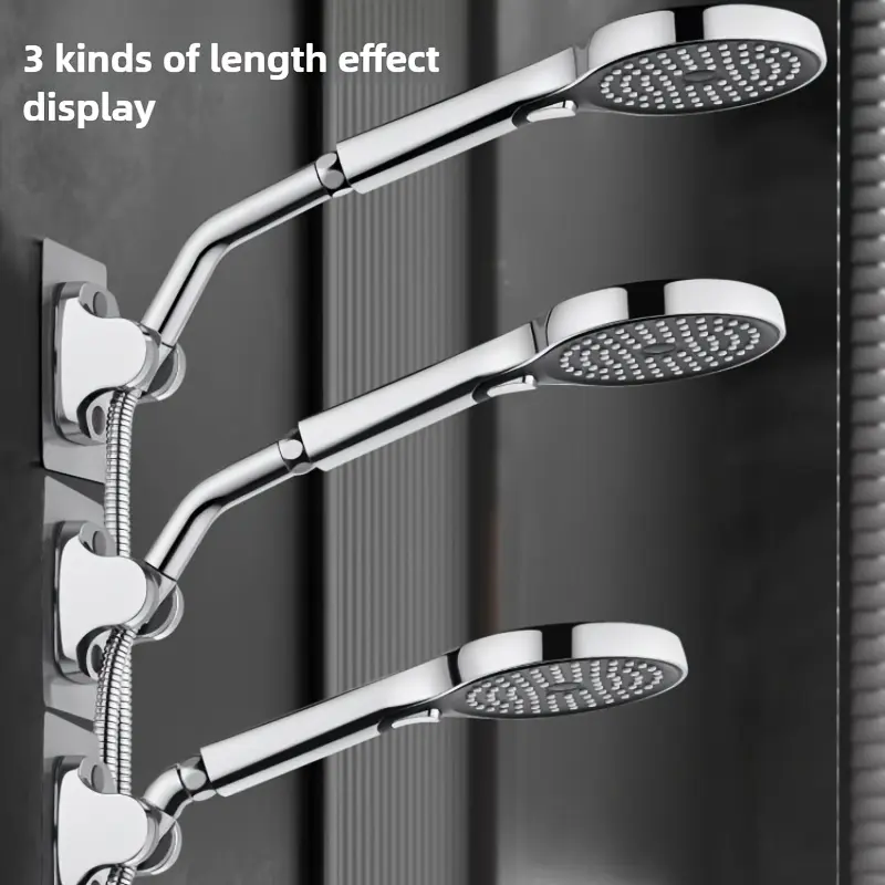 Stainless Steel Shower Angle Adjuster Handheld Shower Head Modification Tool with 3 Length Effects Display Shower Head Bracket Elbow Accessory