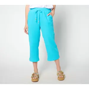 Belle Beach by Kim Gravel Petite Color Crush Cropped Pant w/ Tassel