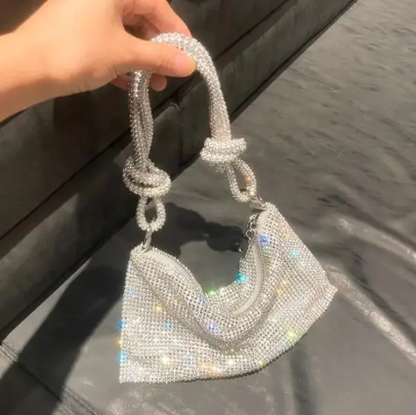 LUXURY HOBO SHOULDER SHINING RHINESTONES EVENING CRYSTAL PURSES