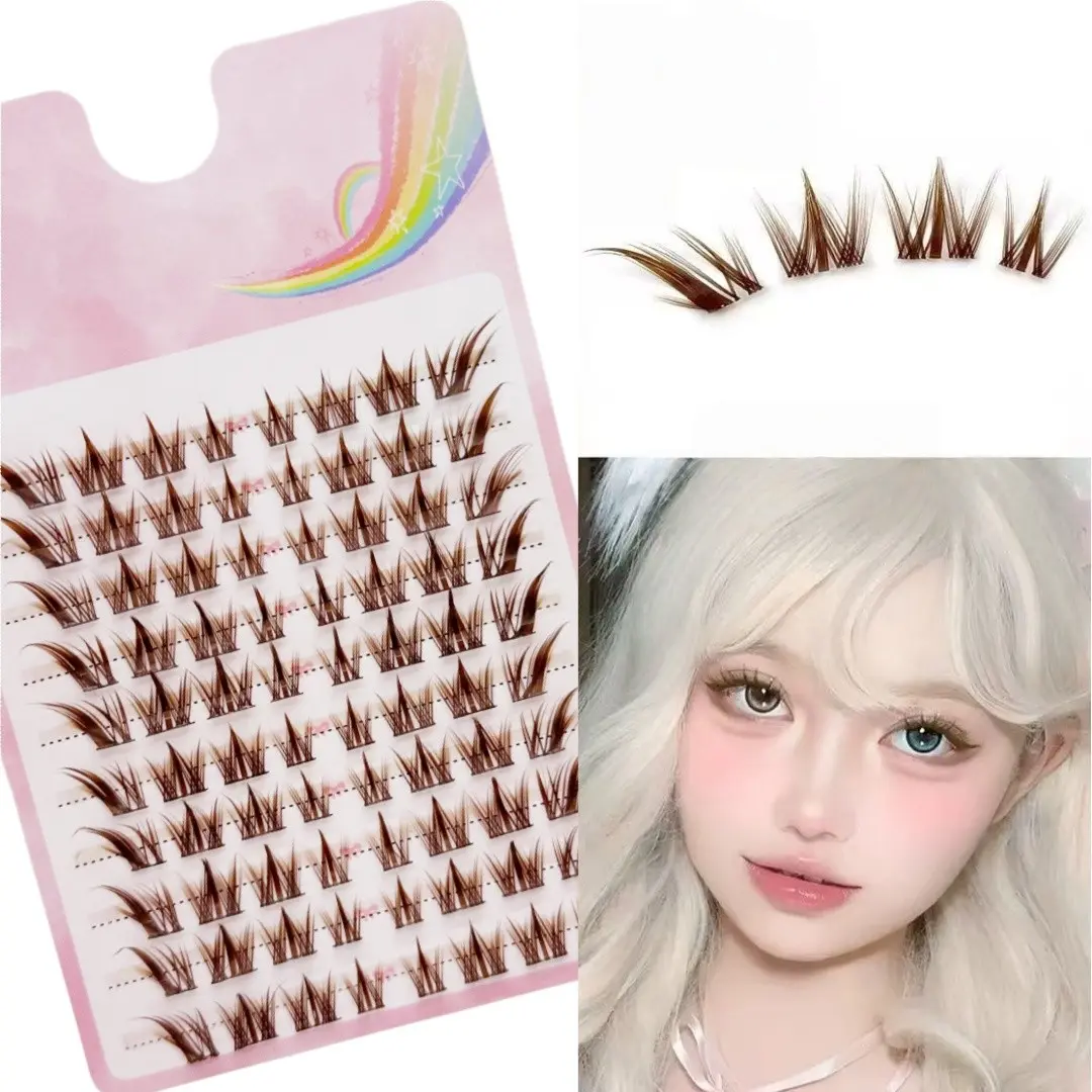 80 Pcs Japanese-Style Cluster False Eyelashes, Natural Appearance Anime Lashes, Slender Korean Makeup Cosmetic False Eyelashes for Everyday Use Natural Look Lashes Eyelash Cluster Set