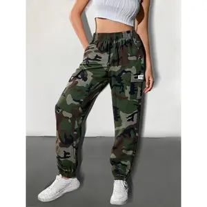 Women’s Camouflage Pants for Hiking and Climbing, Stylish Loose-Fitting Design with Elastic Waist, Multi-Pocket Outdoor Work Pants(Sheets)