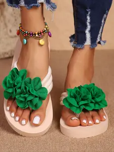 Trendy Summer Butterfly Flower Casual Sandals, Lightweight Strappy Sandals, Fashion Outdoor Flat Non-Slip Slippers, Boho Style Beach Shoes for All Seasons, Flip Flops, Footwear