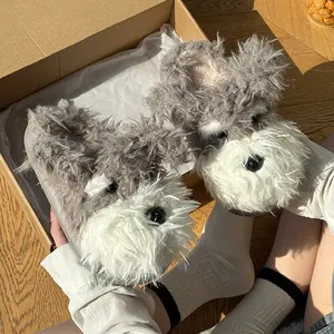 Crude Dog Slippers - Winter Women's Cute Cartoon Indoor Comfortable Warm Couple Thick-soled Slippers
