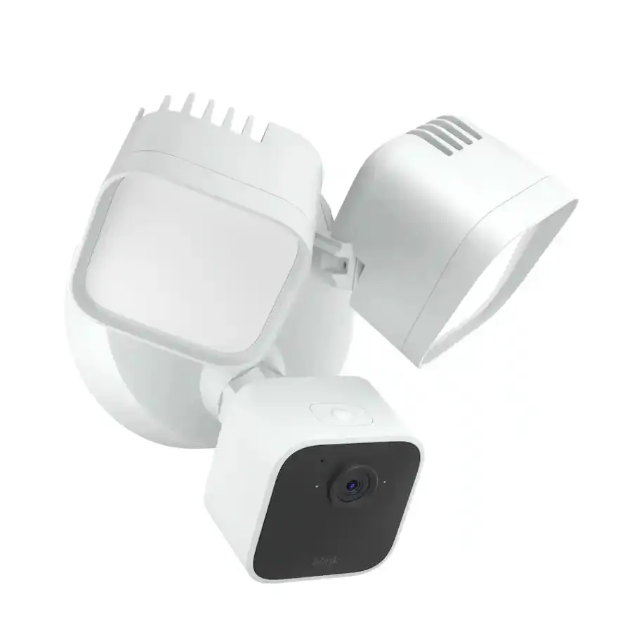 Blink Wired Floodlight Security Camera - 2600 Lumens, HD Live View, White, Audio Functionality, Safety
