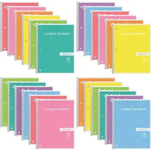 - Spiral Notebook 24 Pack of 8 Pastel Colors, 1 Subject, Wide Ruled, Notebooks for School - 8x10.5 Inch - 70 Sheets