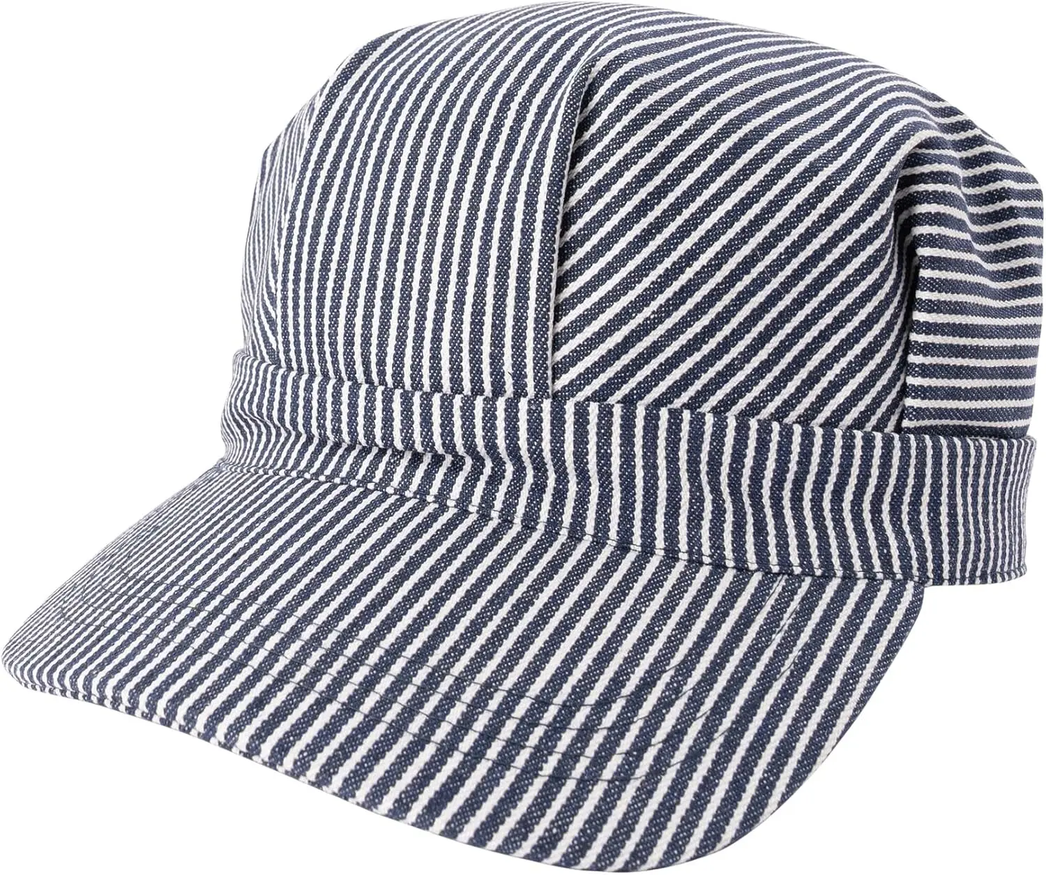 Hickory Stripe Engineer Cap – Vintage Railroad Conductor Train Hat for Costumes & WorkGift.