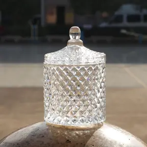 Glass Candy Jar with Lid, 1 Count Mini Glass Candy Storage Jar, Jewelry Storage Jar, Home Organizer for Living Room Bedroom Kitchen, Coffee Canister, Coffee Storage Canisters, Glass Spice Jar