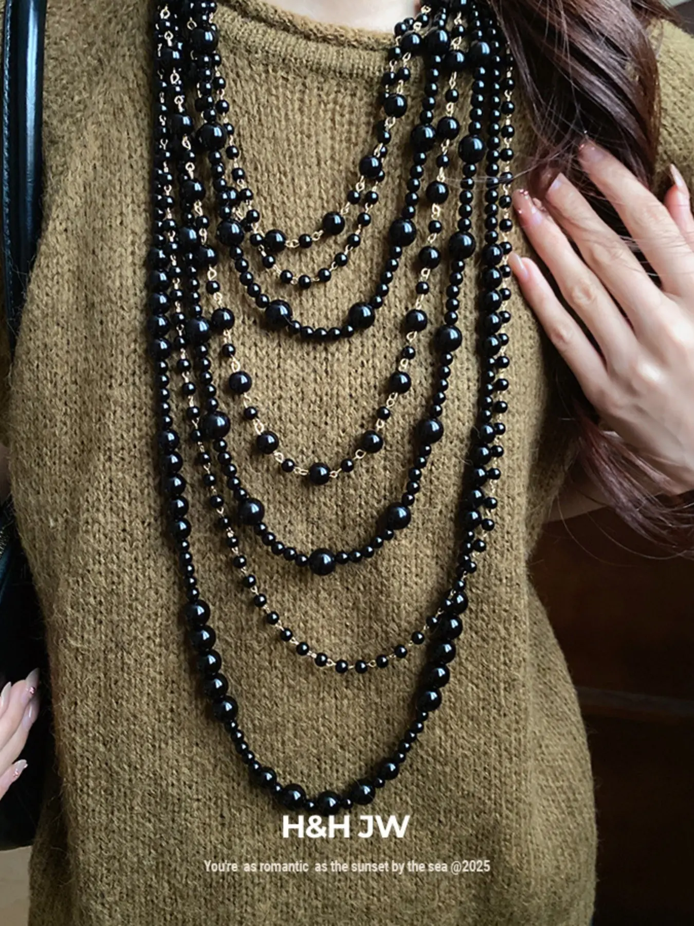 Fashion Layered Pendant Necklace, Retro Gothic Dark Style Beaded Tassel, Perfect for Parties, Halloween, Gift Choice, Decorative Beaded Necklaces, Fashion Jewelry Party