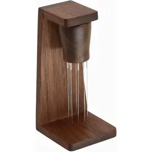 Handmade Walnut WDT Espresso Distribution Tool with Magnetic Stand, 304 Stainless Steel 8 Needles 0.35mm for Barista