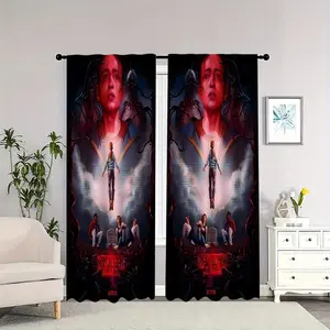 Stranger Things character posters with a sci-fi/suspense theme; double-sided blackout curtains, Blackout Window Cover, suitable for living rooms, bedrooms, and apartments; perfect for New Year's decorations