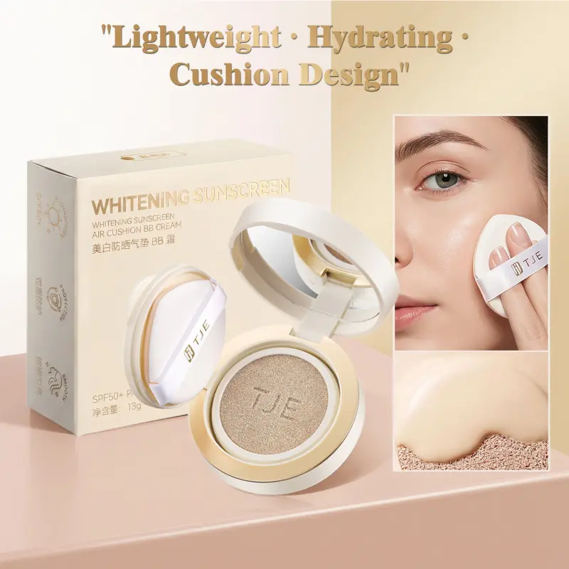 TJE BB Cushion Sunscreen SPF50+ - Portable On-The-Go Protection with Skin-Caring Formula - 2 Shades Available