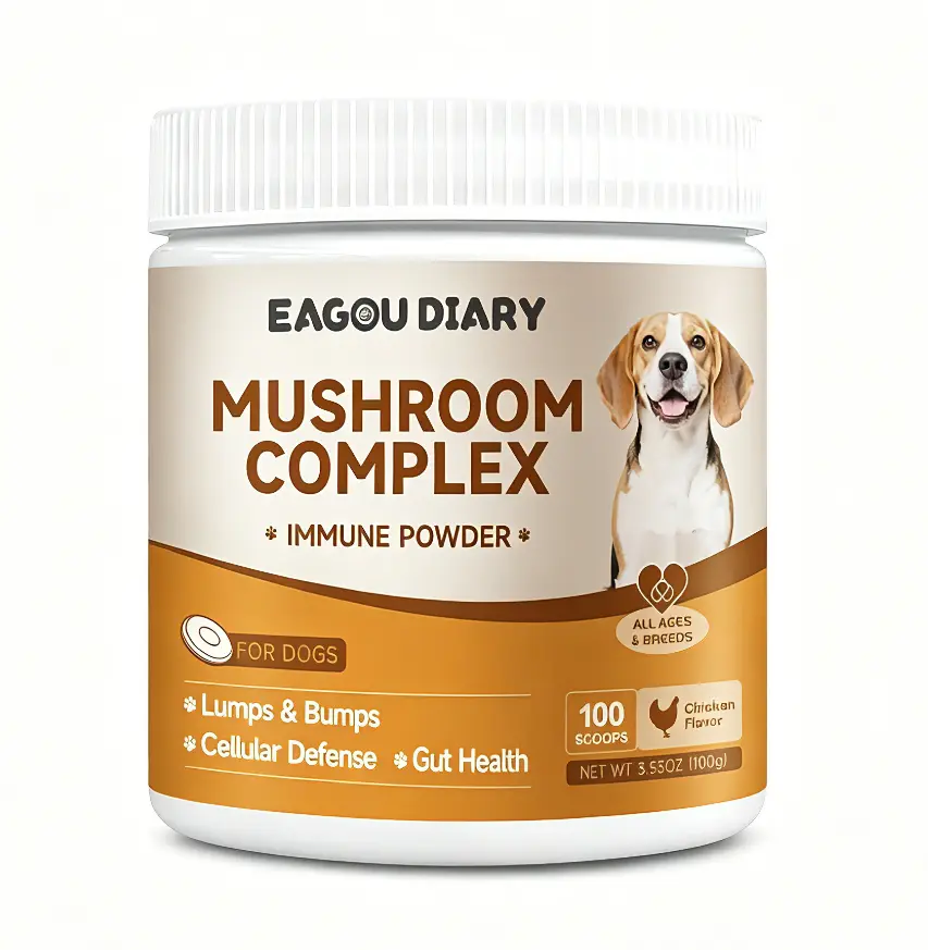 EAGOU DIARY Natural Organic Turkey Tail Mushroom Powder for Dogs - 100g Organic Mushrooms Herbal Powder, Canine Nutritional Supplement, Immune Booster, Digestive Remedy, Respiratory Health & Cellular Support, 24-Month Shelf Life, Lumps & Bumps Care