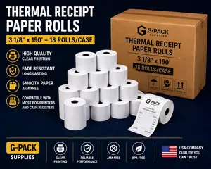 Thermal Receipt Paper Rolls 3 1/8" x 190' – 18 Rolls/Case – POS Cash Register Paper BPA-Free
