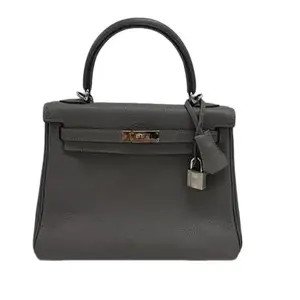 Pre-owned HERMÈS Leather Top Handle Gris Mayer Evercolor Kelly 25 Bag H26050291