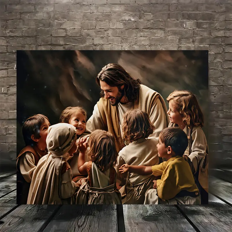 Jesus Calling Inspirational Canvas Art - 11.8inch x 15.7inch Wooden Frame Wall Decoration, Suitable for Living Room, Bedroom or Home Office, Vintage Religious Painting, Perfect for Catholic Family Decoration and Special Occasions, Inspirational Wall Decor