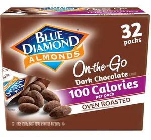Blue Diamond Almonds Dark Chocolate Cocoa Dusted Snack Nuts, 100 Calorie Packs, (Pack of 1, 32 Count Toal)