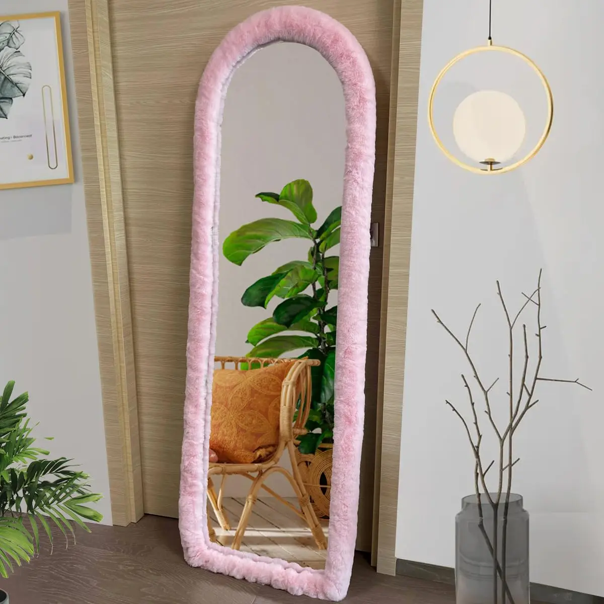 Universal High Elasticity Fluffy Stretch-Fit Full Length Mirror Cover (64"x21") - Elegant Synthetic Fabric, Ultra-Soft, Non-Slip, Durable Home Decor for Bedroom & Cloakroom, Mirror Protector, Elegant Gift for Girls