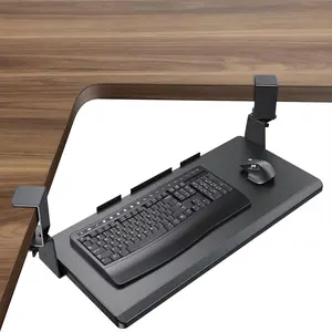 New 26.38" W x 11.69" D Keyboard Drawer Under Desk with Rotating Mouse Platform  Large Keyboard Tray Under Desk Pull Out  Adjustable Height and Easy-Glide Slide  Slide-Out Keyboard Holder for Office Home