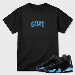 Unisex T-shirt To Match Sneakers Jordan 14 Black & University Blue - Vintage Goat. 100% Cotton for Casual Wear. Comfortable Summer Unisex T-Shirt to match Jordan Sneaker. Streetwear Style. urban outfitters