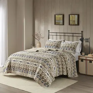 Woolrich Rustic Cabin 3-Piece Geometric Printed Cotton Oversized Quilt Set with Quilt and 2 shams
