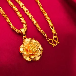 Small Fish Mold Necklace Flower Necklace High Quanlty round neckline elegant simple design jewelry first communion exboyfriend gift brass part jewelry Gold Plated Adjustable