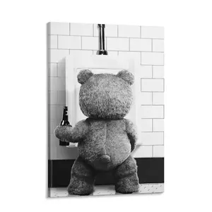 Funny Bathroom  Poster，Black and White Wall Decor Movie Posters Prints,Vintage Humor Bathroom Decor Wall Art for Toilet Restroom Signs