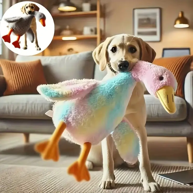 50cm Soft Polyester Blend Vibrant Colorful Duck Dog Toy - Anxiety-Relieving Cat & Dog Companion, Enhances Playtime Energy Release Pet Accessory, Colorful Designs