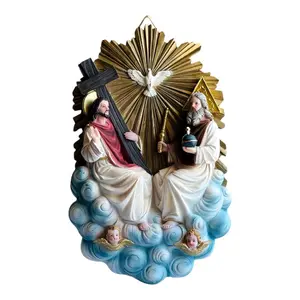 Santisima Trinidad 15" inches Tall 25038 Santo Estatua St Holy Trinity Father Son and da Holy Spirit Brand New  Dove Jesus for wall to Hang Religious Decor