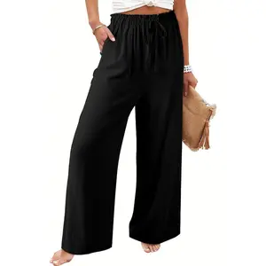 Dokotoo Women's Wide Leg Pants 2026 Flowy Casual Trendy Pants Straight Leg High Waist Strapless Jumpsuit