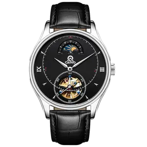 CAINUOS Black Mechanical Business & Casual Watch for Men, Light Luxury Black Business Style, Calendar & Waterproof, Versatile Design anniversary gift grace lux stylish elegant