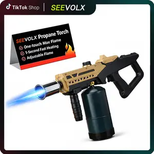SEEVOLX Powerful Propane Torch,Outdoor Cooking Spray Gun Adjustable Flame, One-button Start Maximum Heat, Campfire Starter, Weeding, Snow Removal (Propane Tank Not Included)