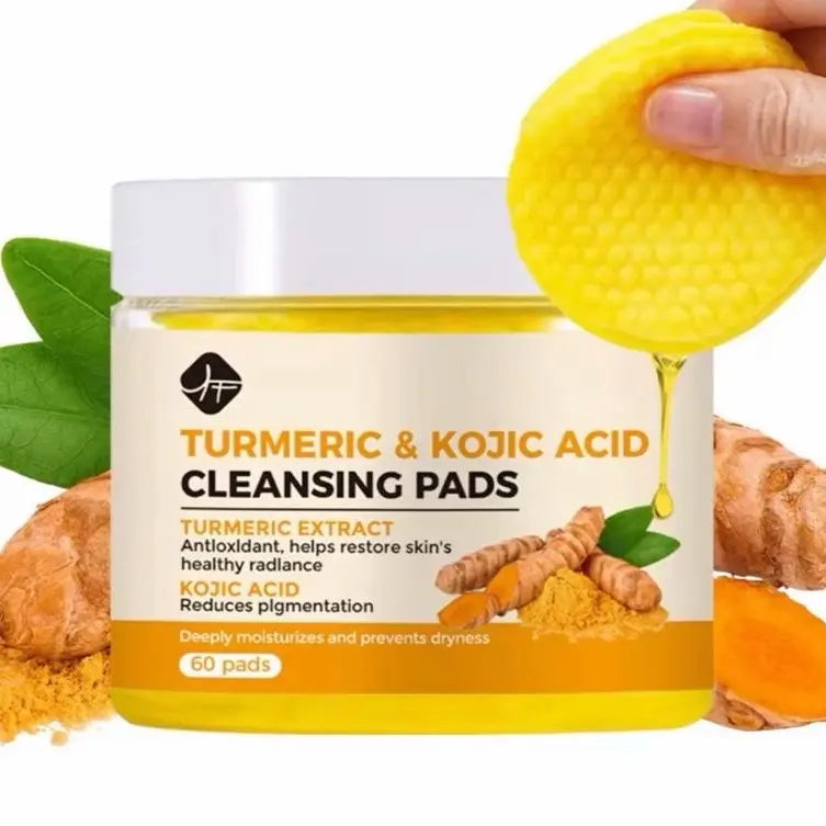 Turmeric & Kojic Acid Facial Cleansing Pads with Natural Extracts for Gentle Skin Cleansing