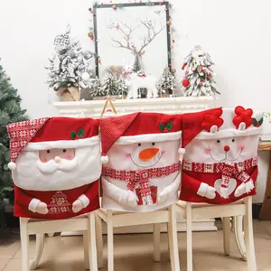 Christmas Santa Claus Chair Cover Set, Festive Table & Chair Protector, Cute Cartoon Design, Holiday Decoration Accessories, Holiday Season