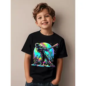 Baseball Drip Batter Ice Cream Drip Youth Player Fan Novelty Aesthetic Graphic Kid T-Shirt Casual Kid T Shirts Trendy Cool Tees Tops for Kid