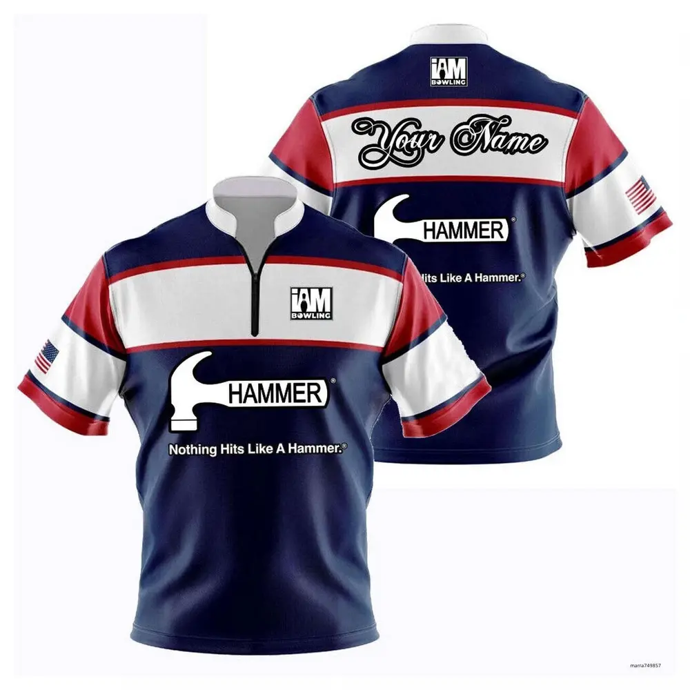 Hammer The American Flag Best Gifts Bowler Red Custom Bowling Jersey S-5XL