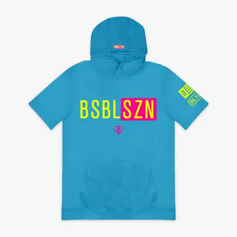 BSBL-SZN Youth Short Sleeve Hoodie V3 - Cotton Candy Blue