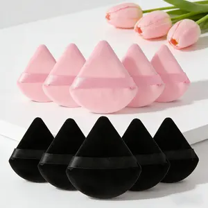 Multi-Functional Triangle Sponge Puffs 10 Count, Soft Cosmetic Puffs for Full Makeup Application, Dry Wet Dual Use Beauty Tools, Pink & Black Assorted Set