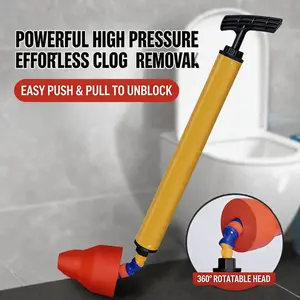 Toilet Plunger High Pressure Drain Unblocker, Easy Use Reusable Clog Remover for Toilets, Sinks, Shower Drains