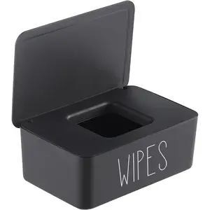 Sleek  Wipes Dispenser Easy to Access Bathroom Flushable  Wipes Container Holder Refillable,7.28" L x 4.80" W x 2.75" H (Black)