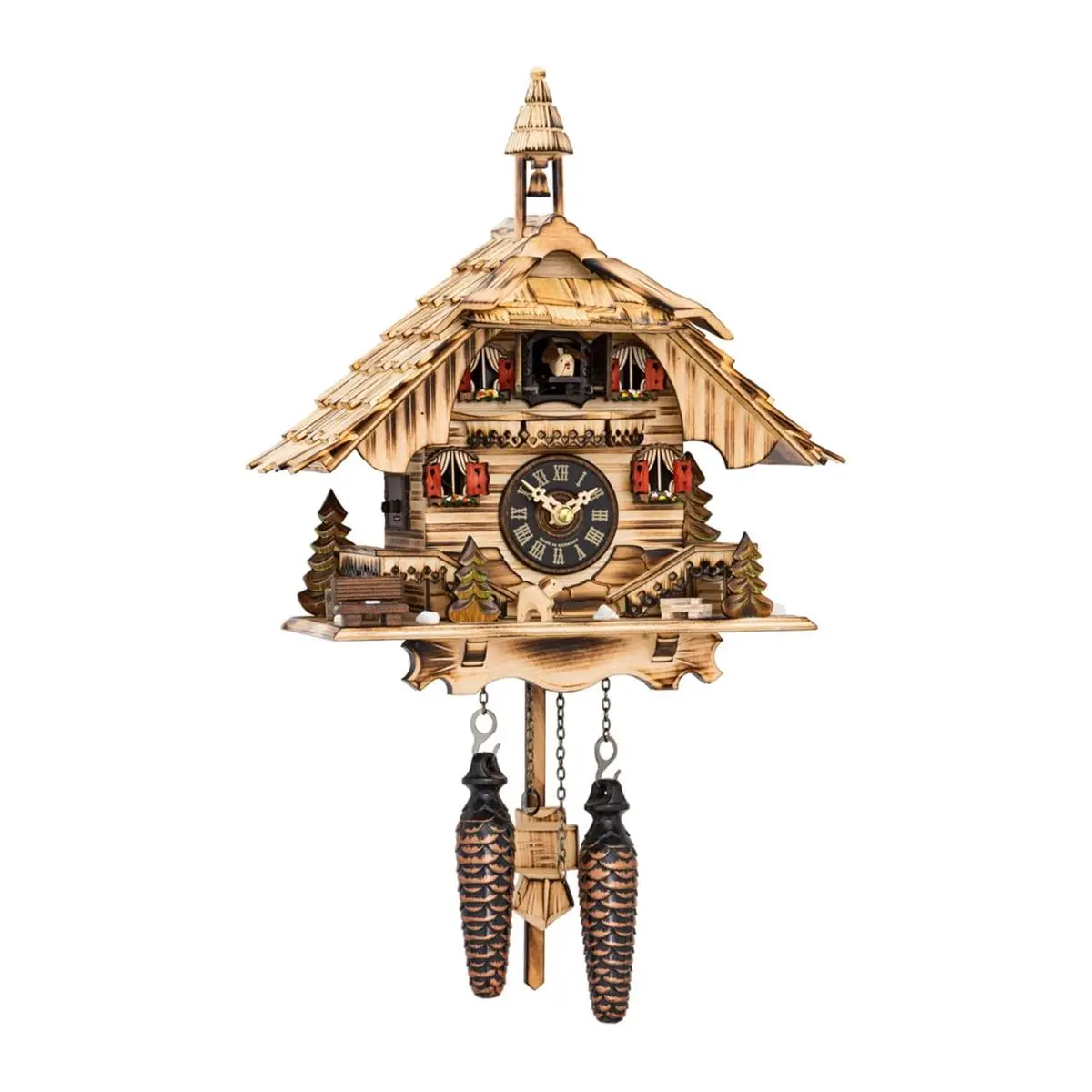 Alexander Taron 444-22QM Engstler Battery-Operated Full-Size Analog Cuckoo Clock - 11"h x 9.5"w x 7"d, Barn-Shaped European Antique Style Wall Clock, with Battery, Indoor Home Decor, Analog Clock