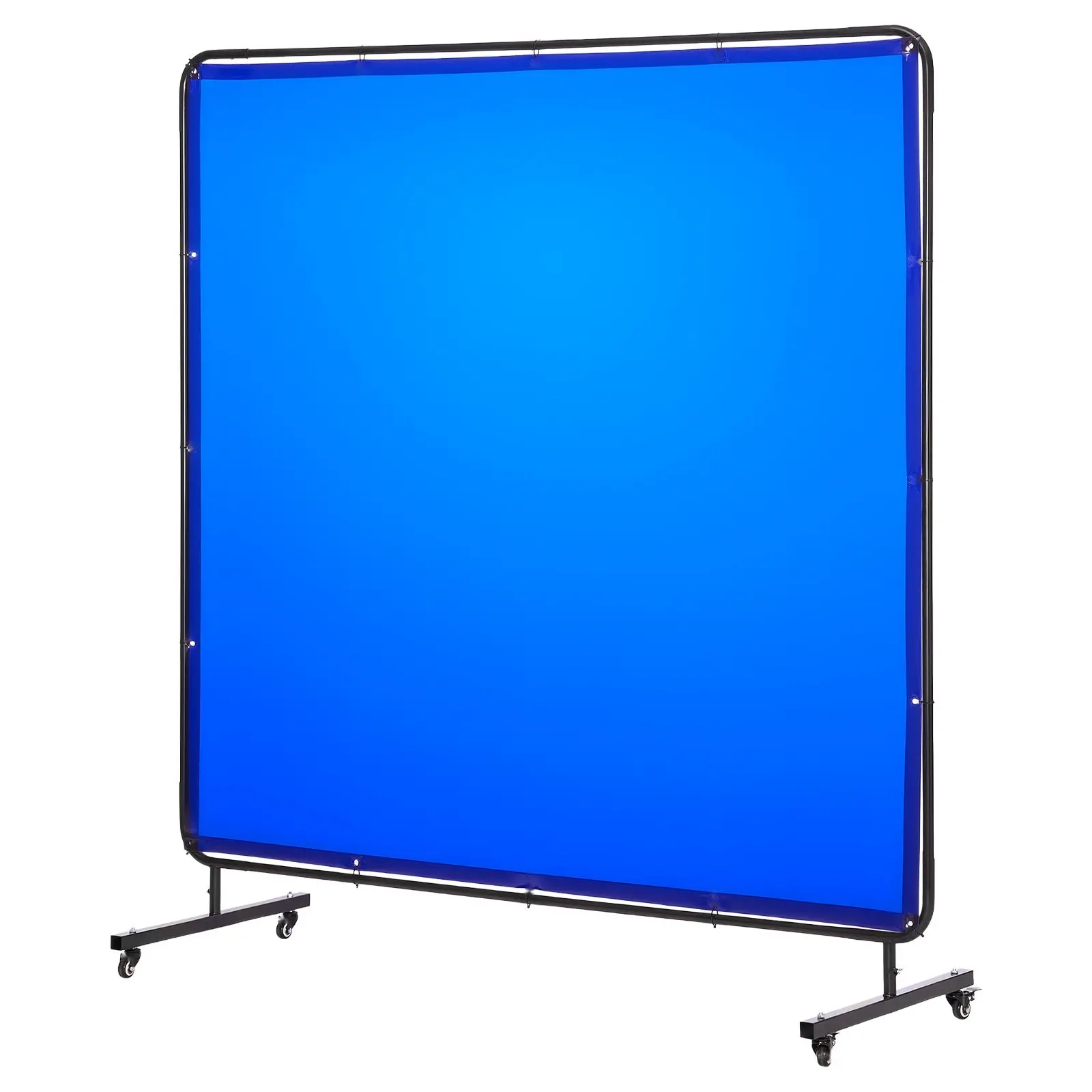 Welding Screen With Frame For Protective Work Area, 6 X 6 Ft Welding Curtain Screen With Flame-Resistant Vinyl, Safety Protection Panels With Lockable Swivel Wheels, 6-Level UV Protection For Workshop Or Industrial Use, Blue