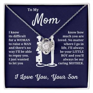 My Mom - Love Knot Necklace | Gift For Mom, Present From Son, Xmas Christmas Bonus, Custom Necklace To Mama, Jewelry Birthday Bday, Step Up