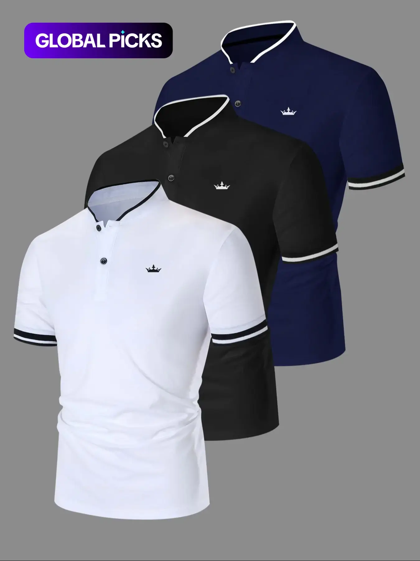 Men's Regular Fit Contrast Trim Polo Shirt Golf Polo Shirts, Casual Short Sleeve Half Zip Top for Summer, Fashion Men's Clothes for Daily Wear, Gamis, Golf Casual Style