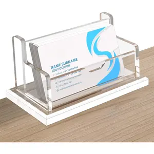 Clear Business Card Holder for Desk, Horizontal  Business Card Holder,  Card Holder, Business Card Display for Women and Men - 1 Slot