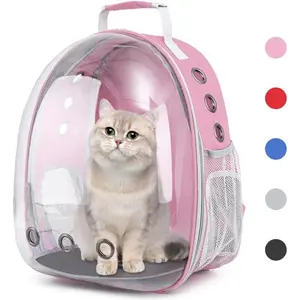 Pet Backpack Carrier with Harness Backpack with Bubble Clear Front for Cats, Small Dogs, Bunnies etc with Harness Included, Pet Carrier for Traveling, Walking, Hiking and Outdoor Activities